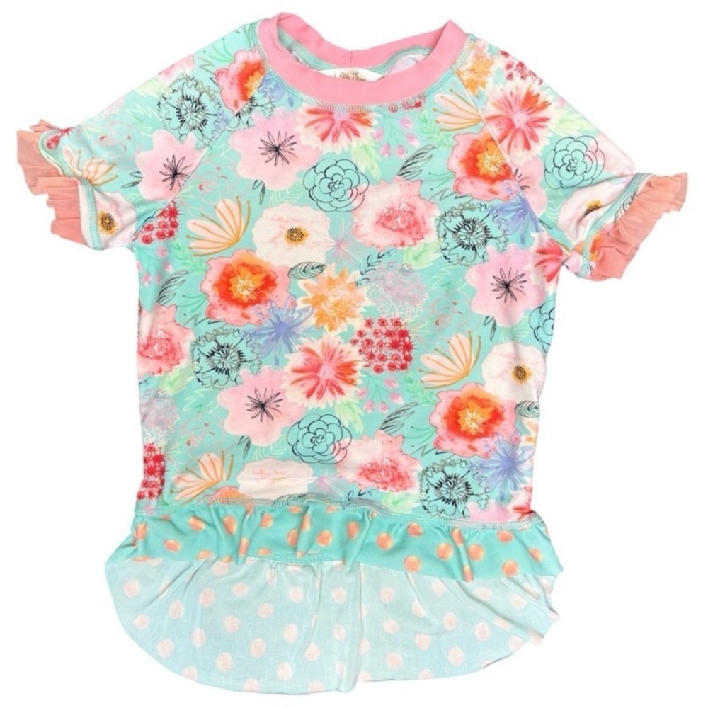 Girls MATILDA JANE Riding the‎ waves rash guard Swim top size 8 Pink Blue